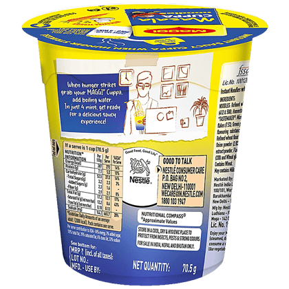 Maggi Cuppa Noodles, Masala, Quick On, The, Go Snack, 70 G