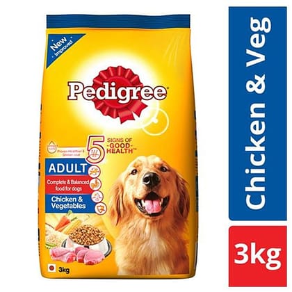 Pedigree Dry Pet Food, For Adult Dogs, Chicken & Vegetables, 3 Kg