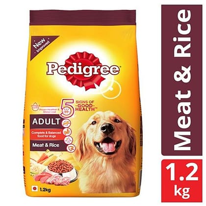 Pedigree Dry Pet Food, For Adult Dogs, Meat & Rice, 1.2 Kg