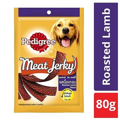 Pedigree Meat Jerky, Roasted Lamb Flavor, High Protein, 80 G Pouch