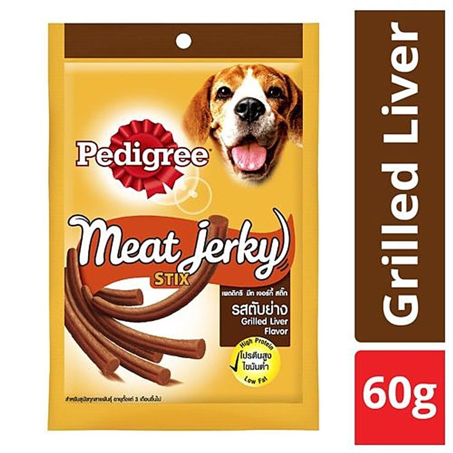 Pedigree Meat Jerky Stix, For Adult Dogs, Grilled Liver Flavour, 60 G Pouch