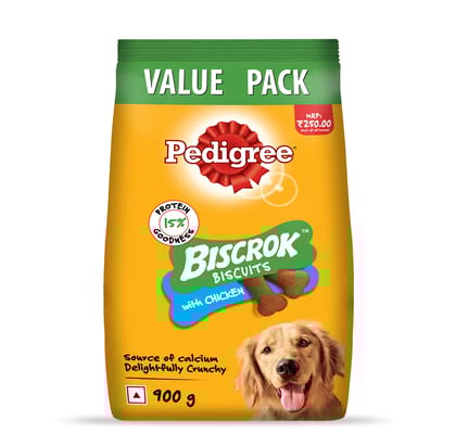 Pedigree Biscrok Biscuits Dog Treats (Above 4 Months), Chicken Flavor, 900G Pack