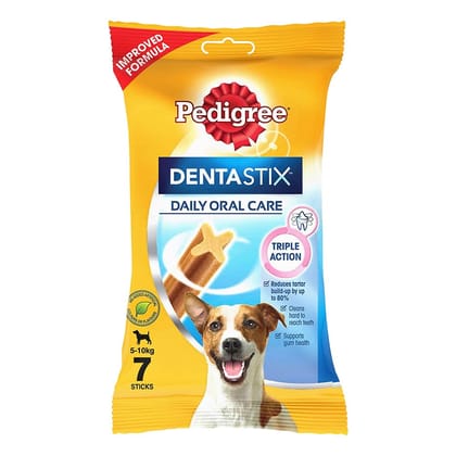 Pedigree Dentastix Oral Care Treats For Small Breed Adult Dogs, Chicken Flavor (5-10Kg), 7 Sticks, 110G Weekly Pack