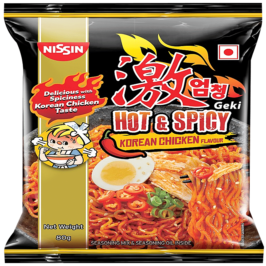 Nissin Geki Hot & Spicy Korean Chicken Instant Noodles, 80 G