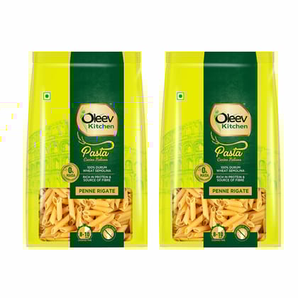 Oleev Kitchen Penne Pasta (Cucina Italiana 100% Durum Wheat, No Maida, Buy 1 Get 1 Free, 800G, 400G X 2