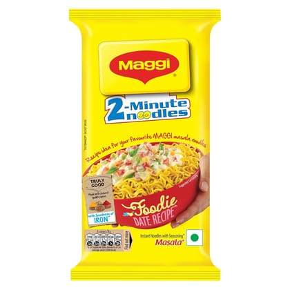 Maggi 2, Minute Instant Noodles, Masala Noodles With Goodness Of Iron, Made With Choicest Quality Spices, Favourite Masala Taste, 140G Pouch