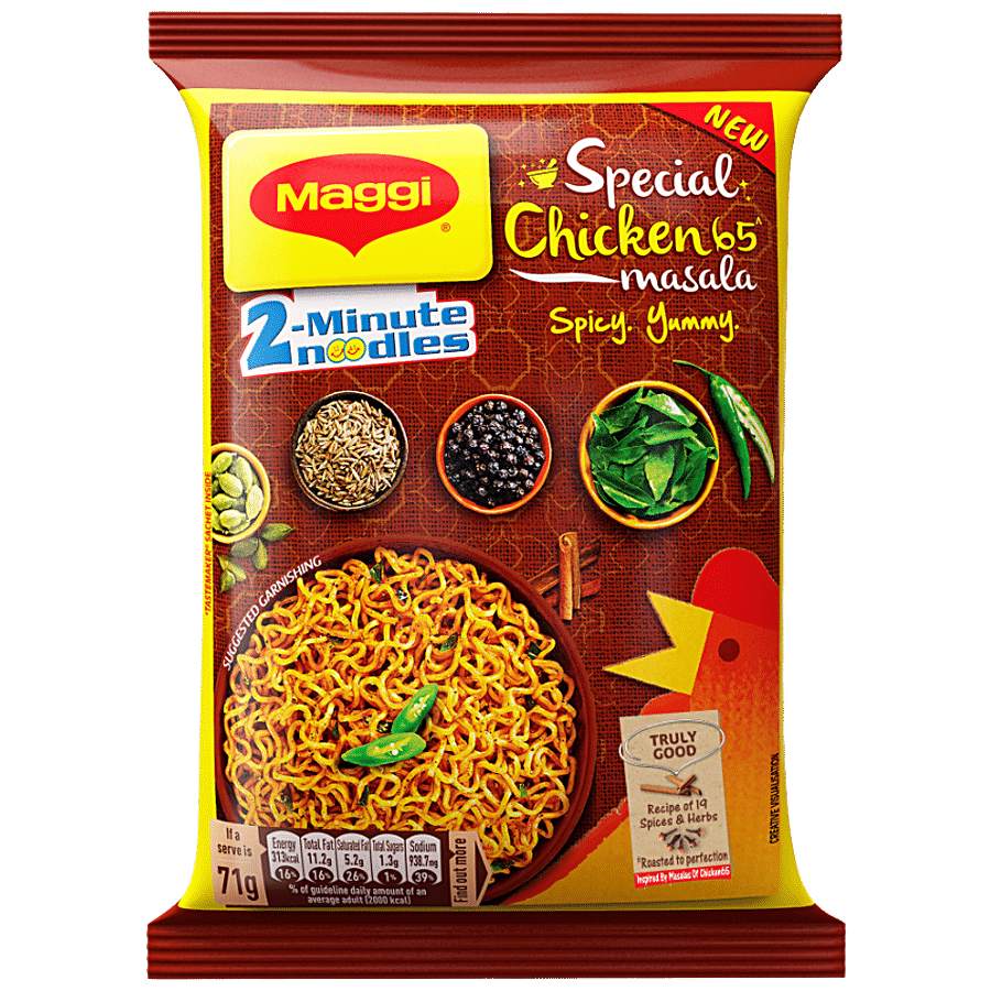 Maggi 2, Minute Instant Noodle, Spicy, Yummy, Special Chicken 65 Masala, 71 G