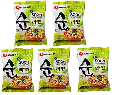 Nongshim Nong Shim Soon Veggie Ramyun Noodle Soup, 5 Pack, 19.75 Oz /, 560 G