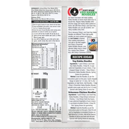 Ching's Secret Just Soak Veg Hakka Noodles, 140 G