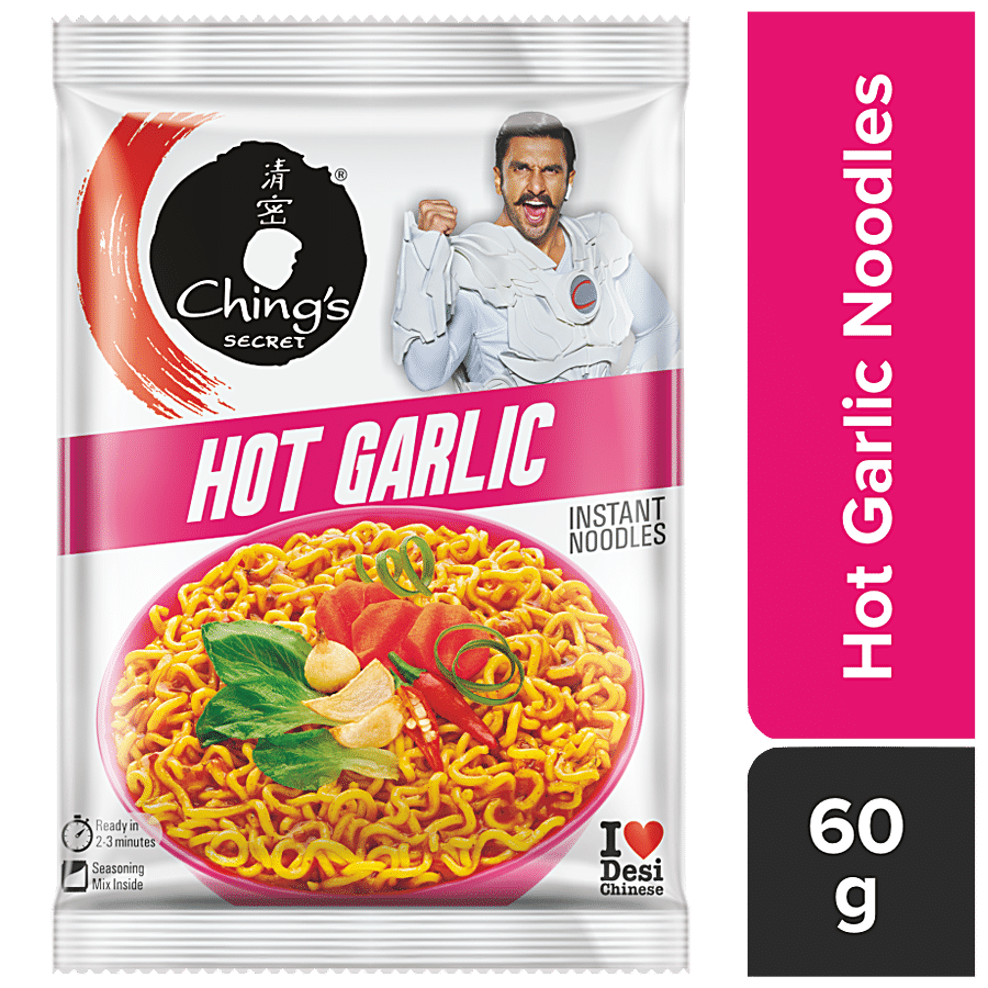 Ching's Secret Hot Garlic Instant Noodles, 60 G Pouch