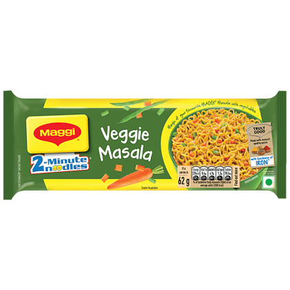 Maggi 2 Minute Instant Noodles, Veggie Masala, Made With Quality Spices, Rich In Fibre, 248 G Pouch