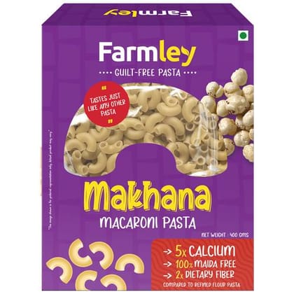 Farmley Makhana Macaroni Pasta, 100% Maida Free, Cholesterol, Free, Vegan, 400 G