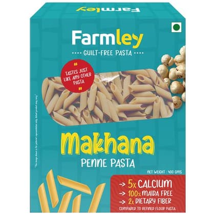 Farmley Makhana Penne Pasta, 100% Maida Free, Cholesterol, Free, Vegan, 400 G