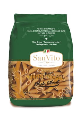San Vito Whole Wheat Pasta, Penne Rigate N.69, 500G