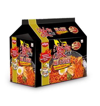 Geki Hot & Spicy Korean Instant Noodles Chicken (5 In 1 Pack), 400 Grams