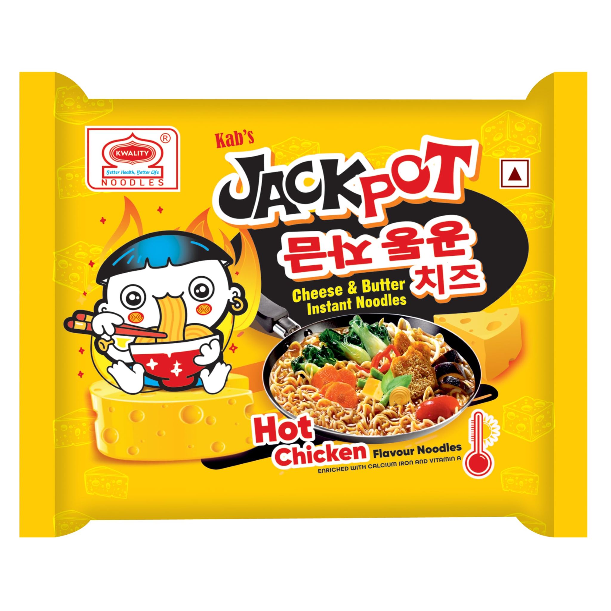 Kab's Jackpot Hot Chicken Cheese & Butter Instant Noodles, 3.53 Oz, 100 G