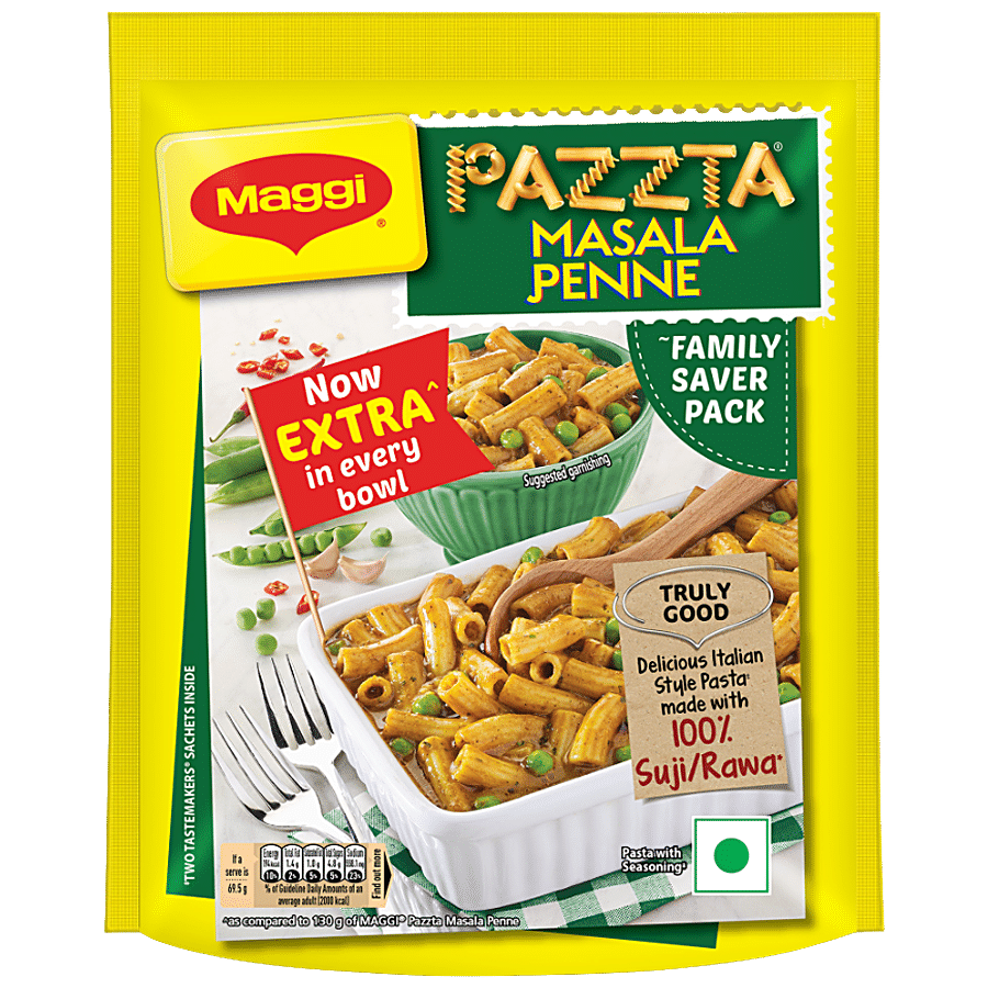 Maggi Pazzta Masala Penne, Made With 100% Suji/Rawa, 139 G Family Saver Pack, Pouch