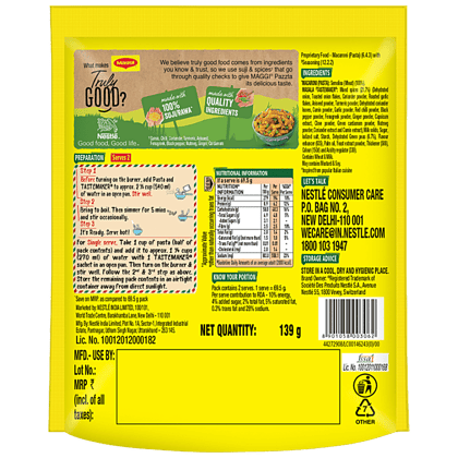 Maggi Pazzta Masala Penne, Made With 100% Suji/Rawa, 139 G Family Saver Pack, Pouch