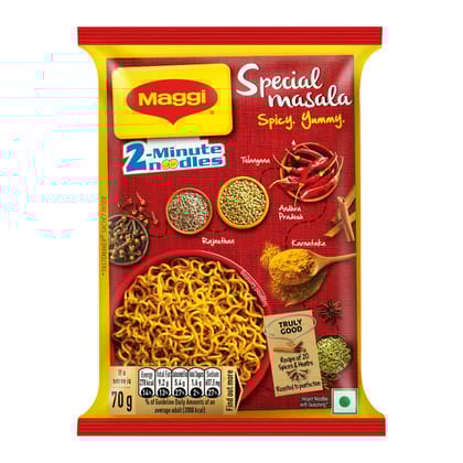 Maggi 2, Minute Vegetarian Special Masala Instant Noodles, 70 Gram