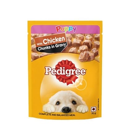 Pedigree Puppy Wet Dog Food, Chicken Chunks In Gravy Pouch, 70G