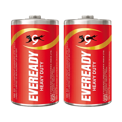 Eveready Carbon Zinc Battery, Heavy Duty, D Size, 1.5 V, 2 Pcs