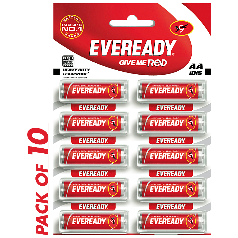 Eveready Carbon Zinc Battery Red Hd Aa 1015, 10 Pcs