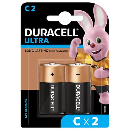 Duracell Ultra Alkaline C Battery, 2 Pcs
