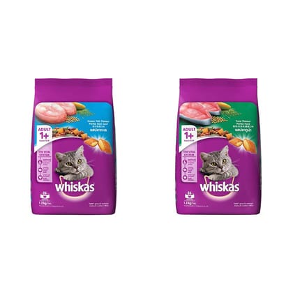 Whiskas Adult, Dry Cat Food, Ocean Fish Flavour, 1.2Kg Pack
