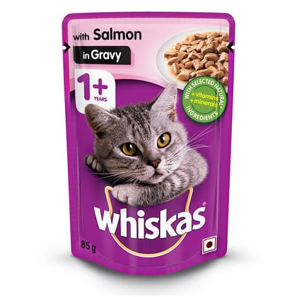 Whiskas Adult (+1 Year) Wet Cat Food, Chicken In Gravy Monthly Pack, 48 Pouches (48 X, 85G)