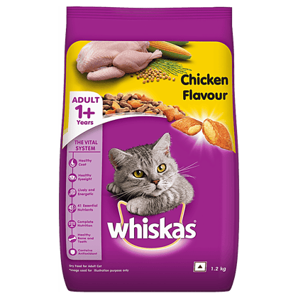Whiskas Dry Pet Food, For Adult Cats, 1+ Years, Chicken Flavour, 1.2 Kg