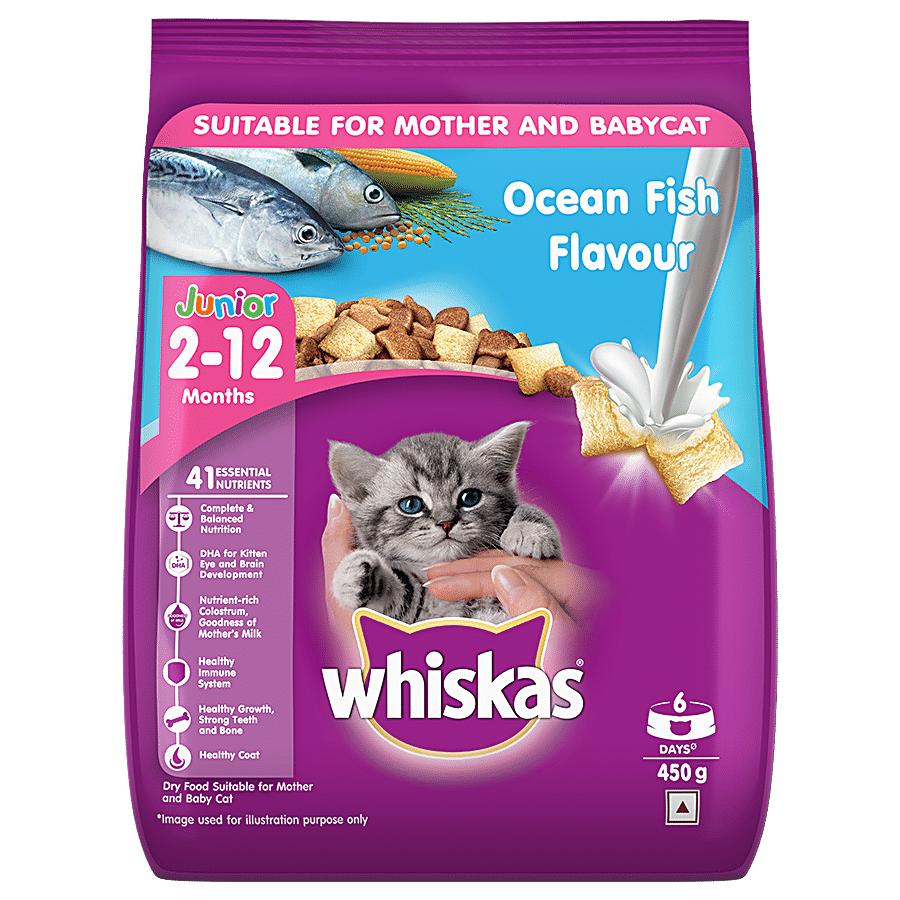 Whiskas Dry Cat Food, Junior Ocean Fish, For Kittens, 2, 12 Months, 450 G