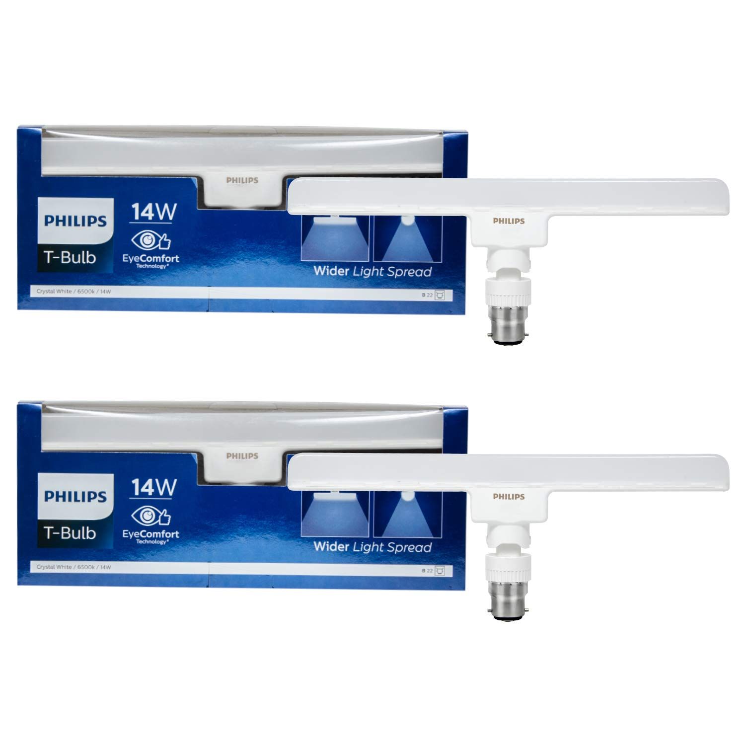 Philips Stellar Bright 14W B22 Led T, Bulb, Cool Daylight, Pack Of 2
