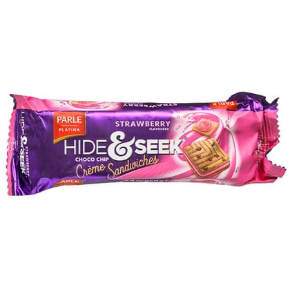 Parle Platina Hide And Seek Creme Sandwiches Choco Chip Strawberry Flavour, 120G