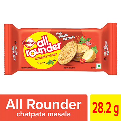 Sunfeast All Rounder, Thin, Light & Crunchy Potato Biscuit With Chatpata Masala Flavour, 28.2 Gm Pouch
