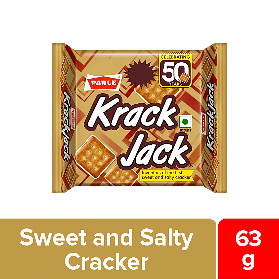 Parle Krack Jack Original Sweet & Salty Cracker Biscuit, 63 G (56.7 + 6.3 G Extra)