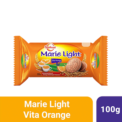 Sunfeast Marie Light Vita Orange Biscuits, Tea Time Partner, 100 G Pouch