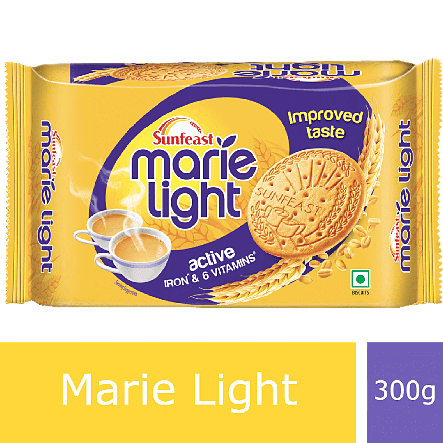 Sunfeast Marie Light Active Biscuit, Rich In Iron & Vitamins, Crunchy, 300 G