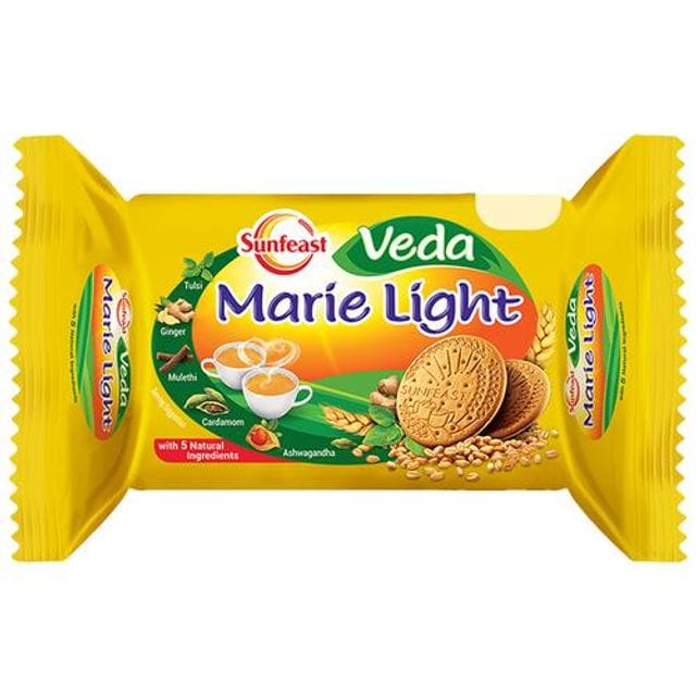 Sunfeast Veda Marie Light Biscuits, With 5 Natural Ingredients, Tea Time Partner, 62 G