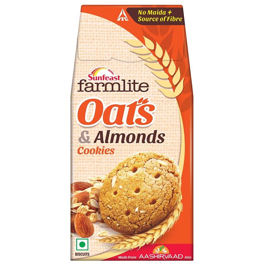 Sunfeast Farmlite Oats With Almonds Cookies Biscuits, 150G