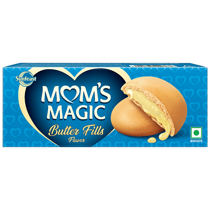 Sunfeast Mom's Magic Butter Fills Flavour, Centre Filled With Molten Butter Flavour Crčme, Quick & Yummy Snack, 75 G Pouch