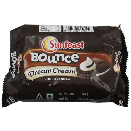 Sunfeast Bounce Dream Cream Biscuits, Choco Vanilla, 120 G Pouch