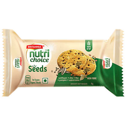 Britannia Nutrichoice Seed Biscuits - 0% Maida, High In Fibre, 75 g