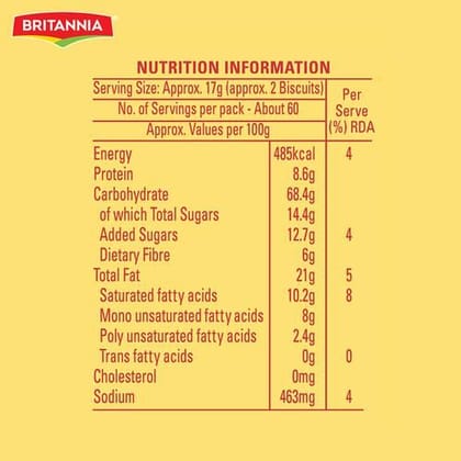Britannia NutriChoice Digestive High Fibre Biscuits - Made From Whole Wheat & Bran, Healthy Snack, 1 kg