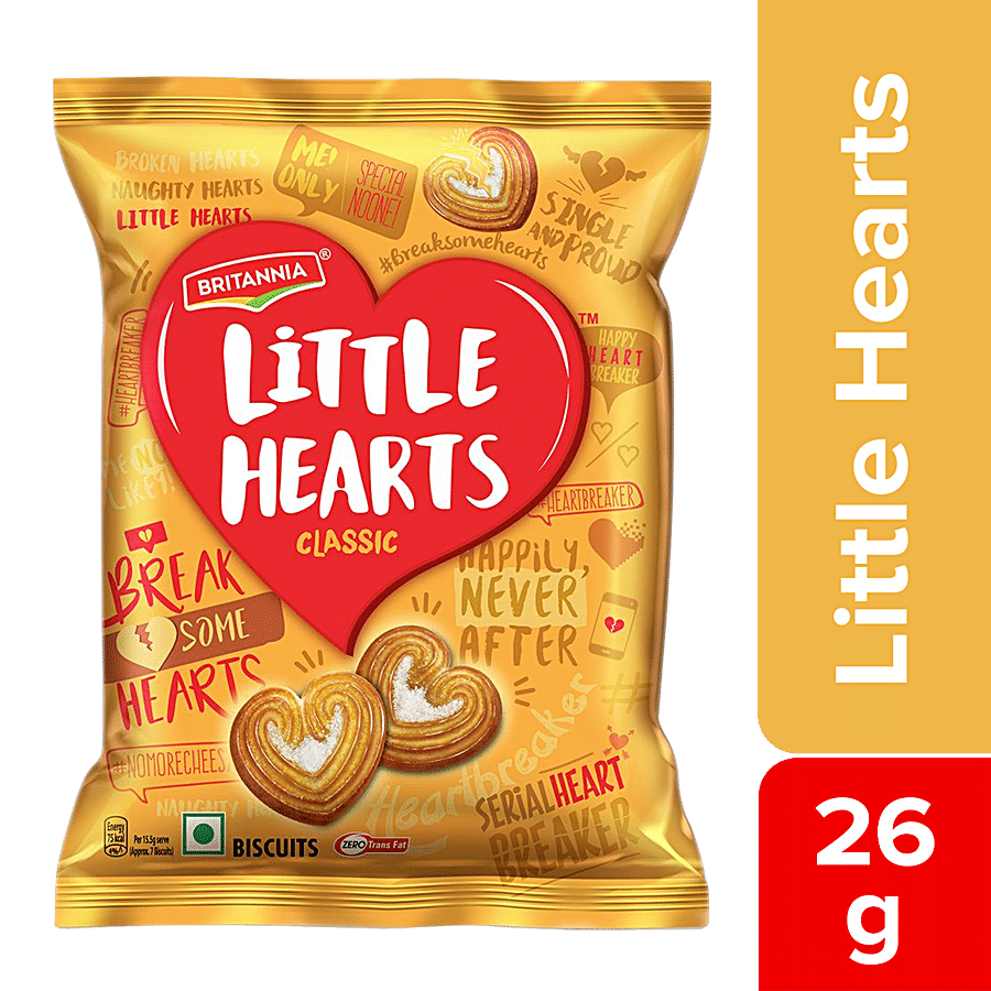Britannia Little Hearts, Classic, Heart, Shaped, Sugar Sprinkled Biscuit, 26 G