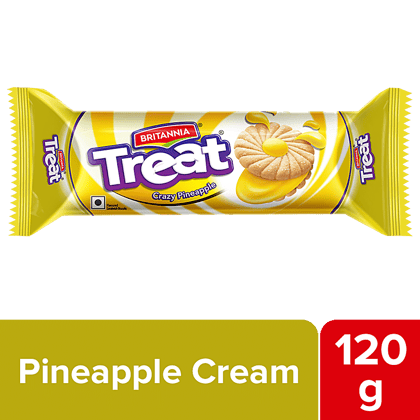 Britannia Treat Sandwich Biscuits, Crazy Pineapple, 120 G
