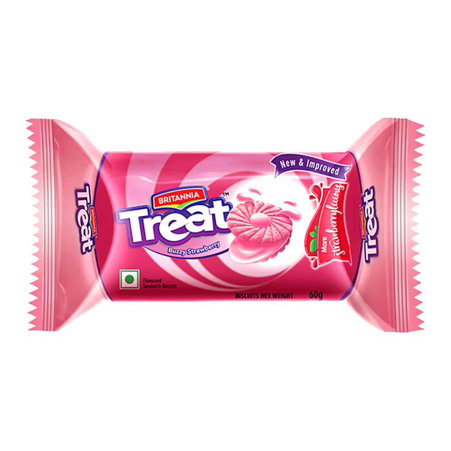 Britannia Treat Strawberry Cream Biscuits, 60 G