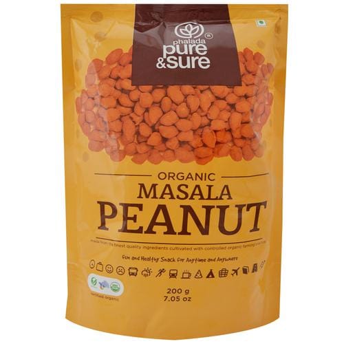 Phalada Pure & Sure Organic Masala Peanut, Fun & Healthy Snack, 200 G Pouch