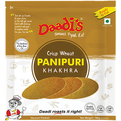 Daadi's Golden Wheat Crisps, Panipuri Khakhra, 180 G