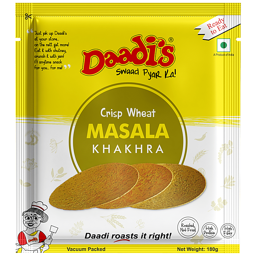 Daadi's Golden Wheat Crisps, Masala Khakhra, 180 G Pouch