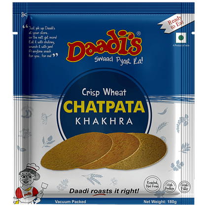 Daadi's Golden Wheat Crisps Chatpata Special Khakhra (Dry Chapathi), Whole Wheat Flour, 180 G Pouch